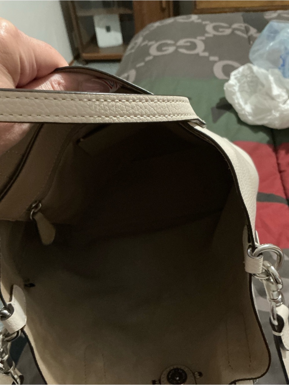Coach Pebble Leather Crossbody Tote in Light Cream - Picture 4 of 4